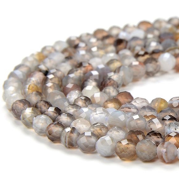 3MM Natural Botswana Agate Gemstone Grade AA Micro Faceted Round Loose Beads 15 inch Full Strand (80017475-P78)