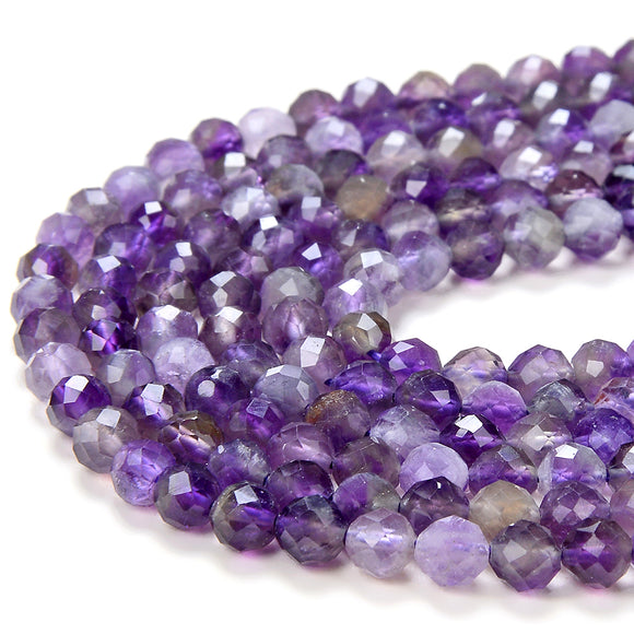 4MM Natural Amethyst Gemstone Grade A Micro Faceted Round Loose Beads 15 inch Full Strand (80016326-P57)