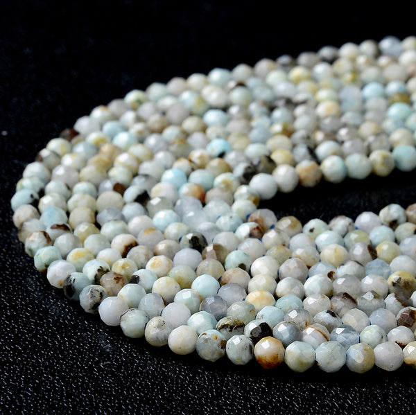 3MM Natural Hemimorphite Gemstone Micro Faceted Round Loose Beads 15 inch Full Strand (80009417-P31)