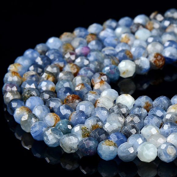 4MM Natural Kyanite Gemstone Grade A Micro Faceted Round Loose Beads 15 inch Full Strand (80017286-P74)