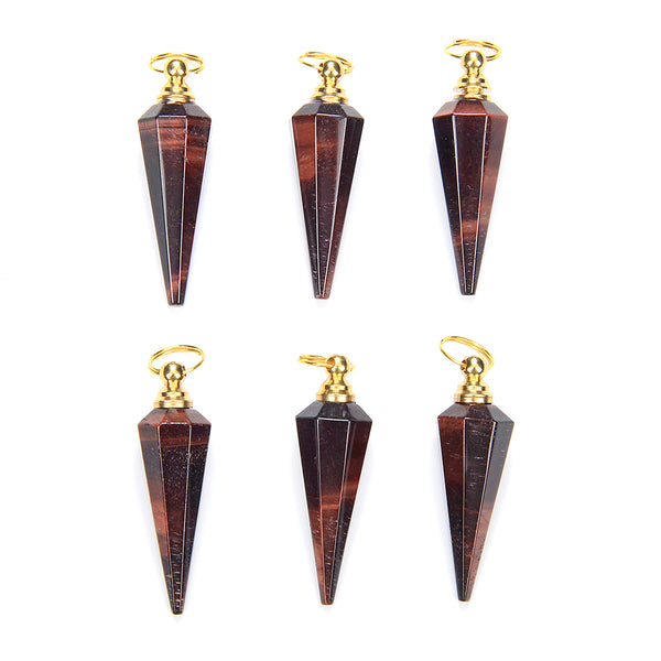 49X15MM Natural Red Tiger Eye Gemstone Perfume Bottle Pendant Hexagon Healing Point, Essential Oil Bottle Beads 1 Bead (80017273-P73)