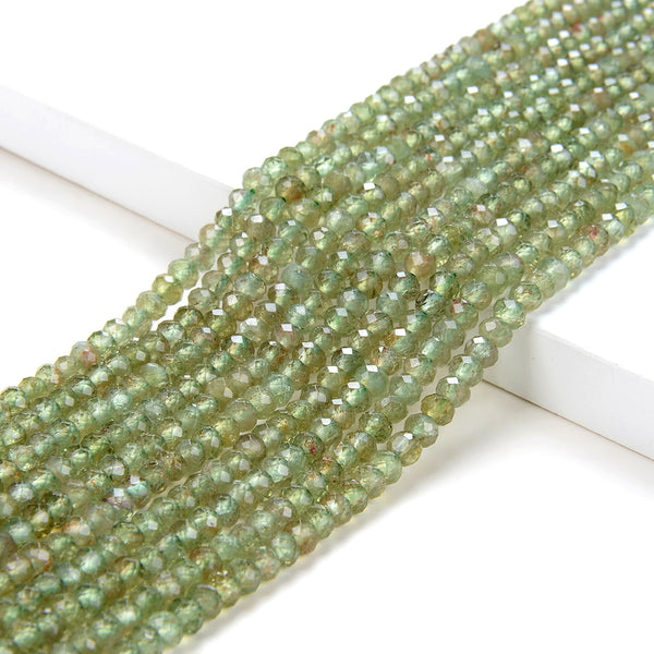4X3MM Natural Green Apatite Gemstone Grade AA Micro Faceted Rondelle Loose Beads (P35)