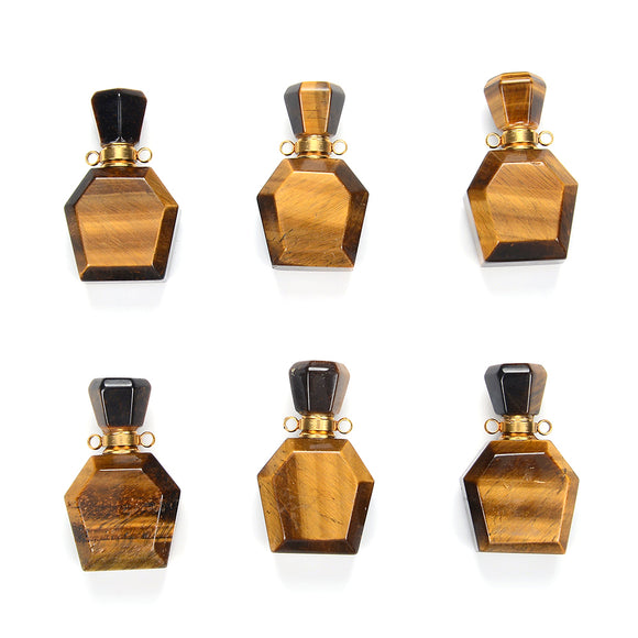 34X21X14MM Natural Yellow Tiger Eye Gemstone Perfume Bottle Pendant Faceted, Essential Oil Bottle Beads 1 Bead (80017230-P70)