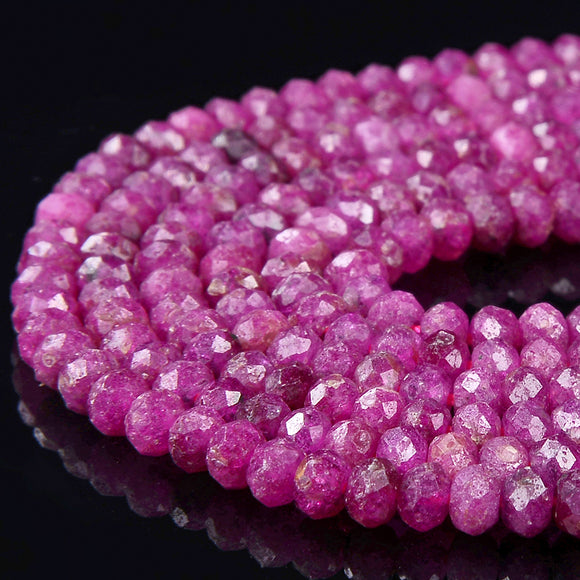 4X3MM Natural Ruby Gemstone Grade AAA Micro Faceted Rondelle Loose Beads 15 inch Full Strand (80017470-P78)