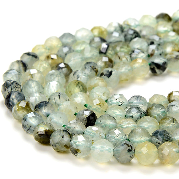 Natural Prehnite Gemstone Grade A Micro Faceted Round 2MM 4MM 5MM Loose Beads 15 inch Full Strand (P55)