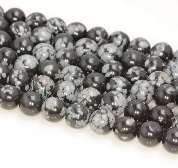 10 Strands 6mm Cristobalite Snowflake Obsidian Gemstone Black White Round Loose Beads 15.5 inch Full Strand BULK LOT (90184151-355 x10)