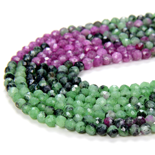 2MM Natural Ruby Zoisite Gemstone Grade AAA Micro Faceted Round Loose Beads 15.5 inch Full Strand (80009336-P26)