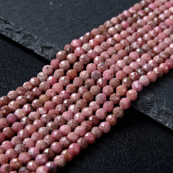 4MM Natural Rhodonite Gemstone Grade AA Micro Faceted Round Loose Beads 15 inch Full Strand (80009427-P32)