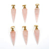 50X15MM Natural Rose Quartz Gemstone Perfume Bottle Pendant Hexagon Healing Point, Essential Oil Bottle Beads 1 Bead (80017271-P73)
