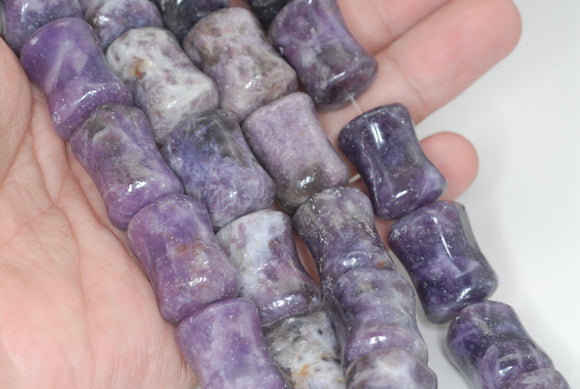 22X16mm Purple Lepidolite Gemstone Grade A Drum Barrel Loose Beads 7.5 inch Half Strand (90187953-709B)