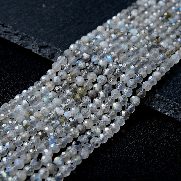 4MM Natural Labradorite Gemstone Grade AA Micro Faceted Round Loose Beads 15 inch Full Strand (80009423-P31)