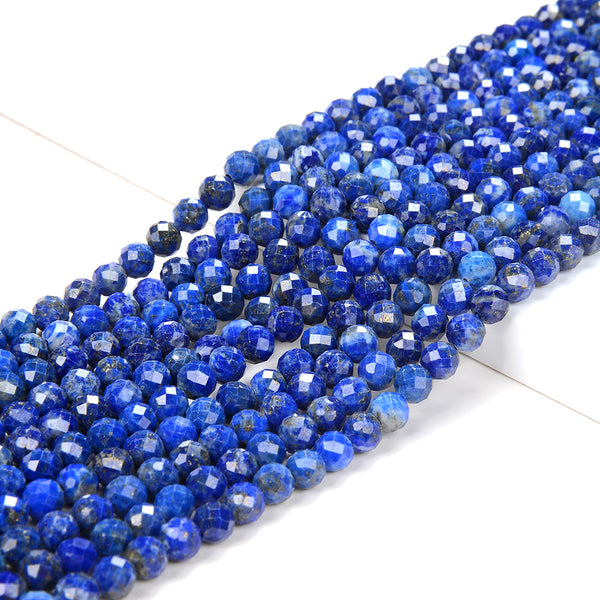 5MM Natural Lapis Lazuli Gemstone Grade AA Micro Faceted Round Loose Beads 15 inch Full Strand (80009391-P29)