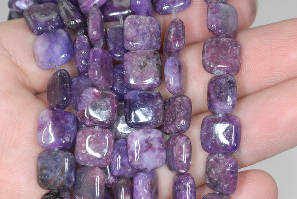 10X10mm Purple Lepidolite Gemstone Grade AA Square Loose Beads 15.5 inch Full Strand (90188400-668)