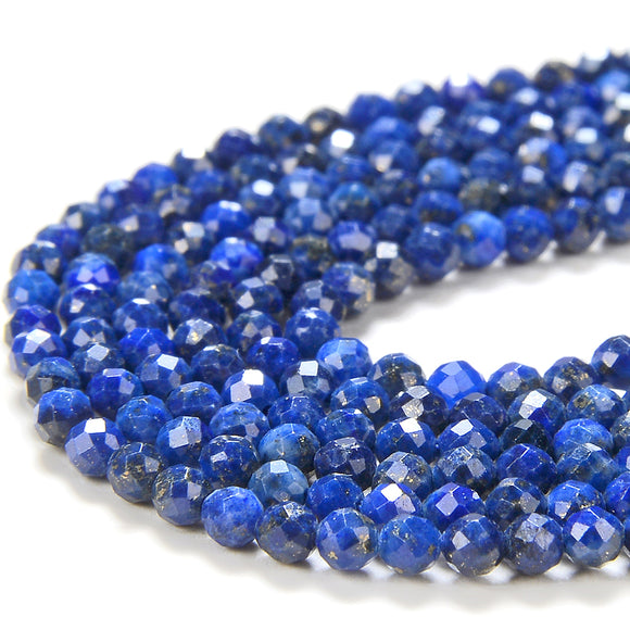 2MM Natural Lapis Lazuli Gemstone Grade AA Micro Faceted Round Loose Beads 15 inch Full Strand (80016205-P49)