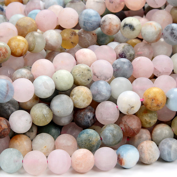 Natural Matte Morganite Gemstone Grade A Round 5MM 6MM 8MM Loose Beads (D409)