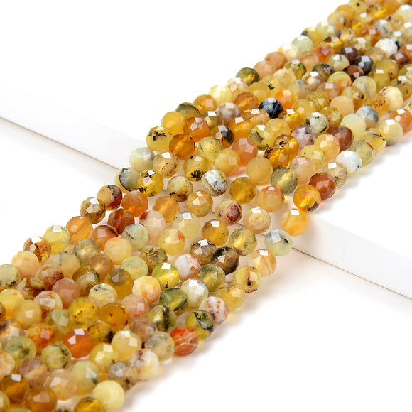 5MM Natural Yellow Opal Gemstone Grade A Micro Faceted Round Loose Beads 15.5 inch Full Strand (80009446-P33)