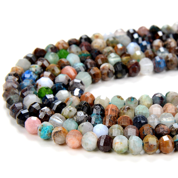 4X3MM Natural Galaxy Mix Stones Gemstone Micro Faceted Lantern Loose Beads (P36)