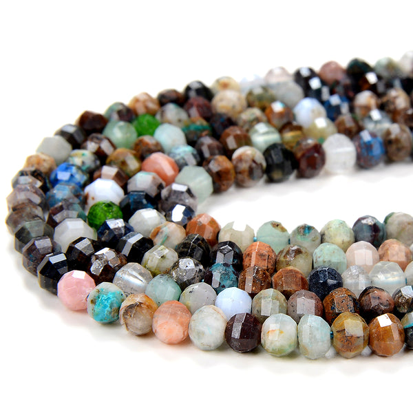 4X3MM Natural Galaxy Mix Stones Gemstone Micro Faceted Lantern Loose Beads (P36)
