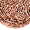 4MM Natural Sunstone Gemstone Grade AA Micro Faceted Diamond Cut Cube Loose Beads (P40)