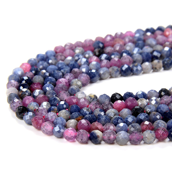 2MM Natural Ruby Sapphire Gemstone Grade AA Micro Faceted Round Loose Beads 15.5 inch Full Strand (80009412-P31)