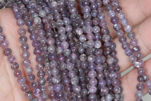 4mm Purple Lepidolite Gemstone Grade A Round Loose Beads 15.5 inch Full Strand (90188457-650)