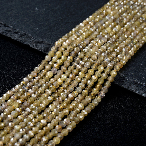 3MM Natural Golden Yellow Tanzanite Gemstone Grade AAA Micro Faceted Round Loose Beads 15.5 inch Full Strand (80009407-P30)