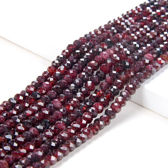 5X3MM Natural Red Garnet Gemstone Grade AA Micro Faceted Rondelle Loose Beads (P37)
