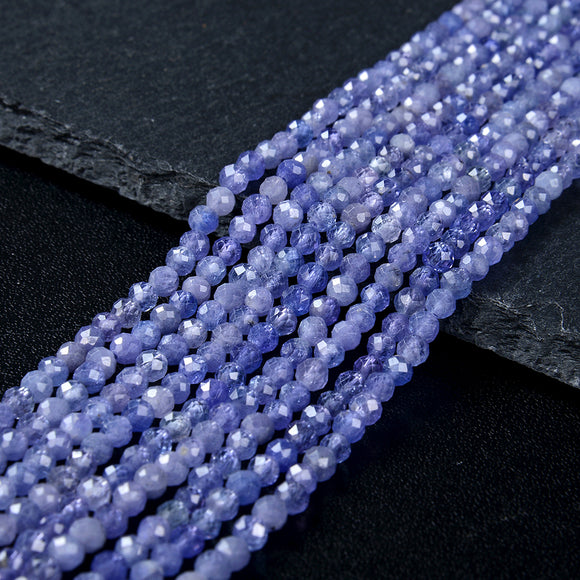 Natural Tanzanite Gemstone Grade AAA Micro Faceted Round 3MM 4MM Loose Beads (P45)
