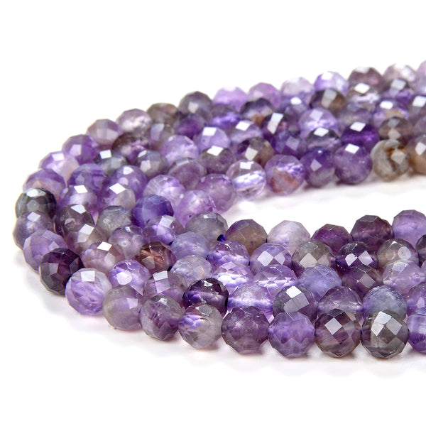 4MM Natural Amethyst Gemstone Grade AA Micro Faceted Round Loose Beads 15.5 inch Full Strand (80009429-P32)