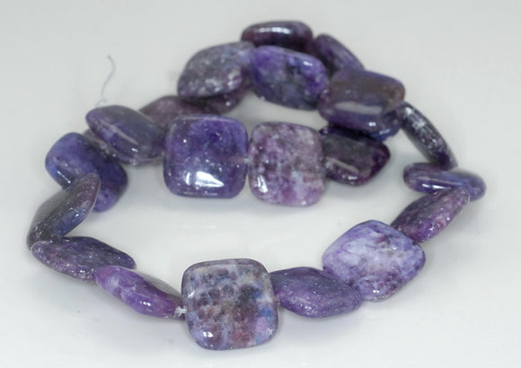18X18mm Purple Lepidolite Gemstone Grade AA Square Loose Beads 16 inch Full Strand (90188257-670)