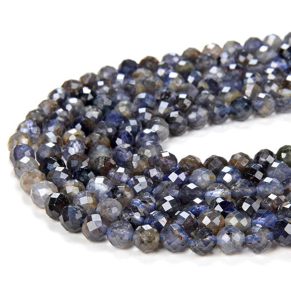 5MM Natural Iolite Gemstone Grade A Micro Faceted Round Loose Beads 15.5 inch Full Strand (80009443-P33)