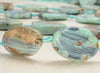 28x19-30x20MM Terra Agate Gemstone Aqua Blue Oval Twist Grade Aaa 4 Beads  (80007250-A250)