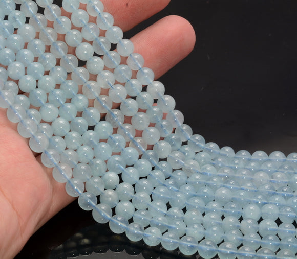 6-7MM Aquamarine Gemstone Round Grade AAA 15.5 Inch Full Strand (80007257-A251)