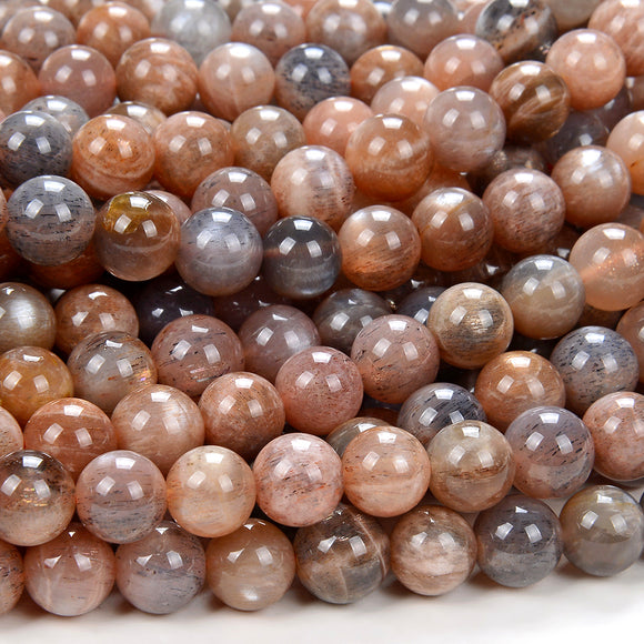 Natural Sunstone Orange Gray Gemstone Grade AAA Round 7MM 8MM 9MM 10MM 11MM Loose Beads (D117)