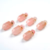 41X14MM Natural Rose Quartz Gemstone Perfume Bottle Pendant Faceted Point, Essential Oil Bottle Beads 1 Bead (80017244-P71)