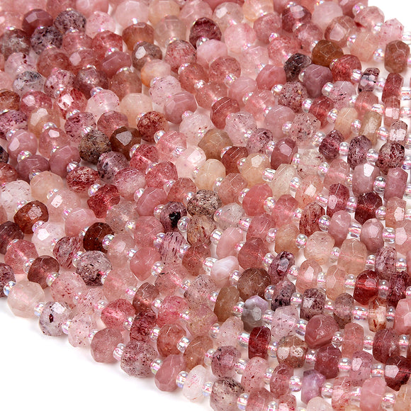 Natural Strawberry Lepidocrocite Quartz Gemstone Grade AAA Faceted Rondelle 7X4MM 8X5MM Loose Beads (D348)