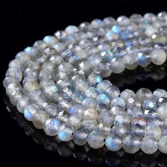 Natural Labradorite Gemstone Grade AAA Micro Faceted Round 2-3MM 4MM Loose Beads 15 inch Full Strand (P57)