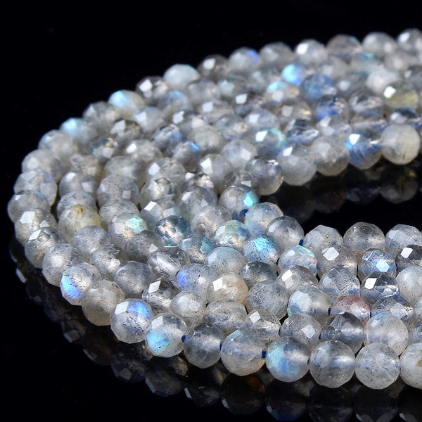 Natural Labradorite Gemstone Grade AAA Micro Faceted Round 2-3MM 4MM Loose Beads 15 inch Full Strand (P57)