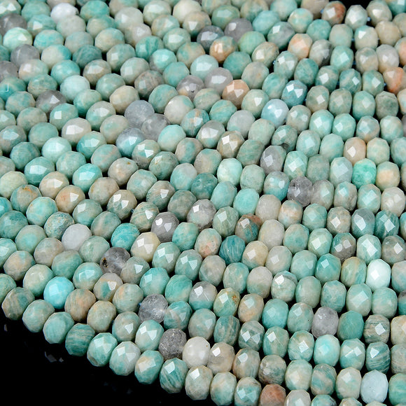 7X5MM Natural Peruvian Amazonite Gemstone Grade AA Faceted Rondelle Loose Beads (D345)