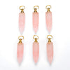 53X14MM Natural Rose Quartz Gemstone Perfume Bottle Pendant Bullet Point, Essential Oil Bottle Beads 1 Bead (80017256-P72)