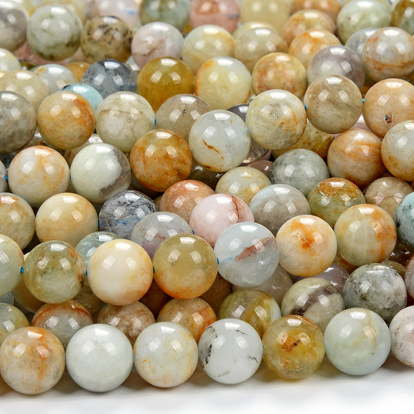 10MM Natural Aquamarine With Inclusions Gemstone Grade A Round Loose Beads (D408)