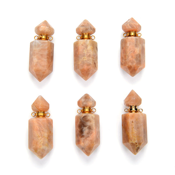 41X15MM Natural Sunstone Gemstone Perfume Bottle Pendant Faceted Point, Essential Oil Bottle Beads 1 Bead (80017242-P71)