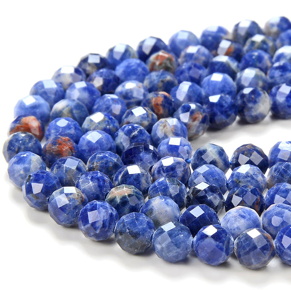 Natural Sodalite Gemstone Grade AAA Micro Faceted Round 5MM 6MM Loose Beads 15 inch Full Strand (P56)