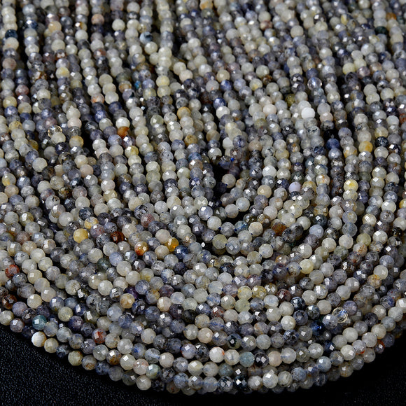 3MM Natural Iolite Gemstone Micro Faceted Round Loose Beads 15 inch Full Strand (80015740-P48)
