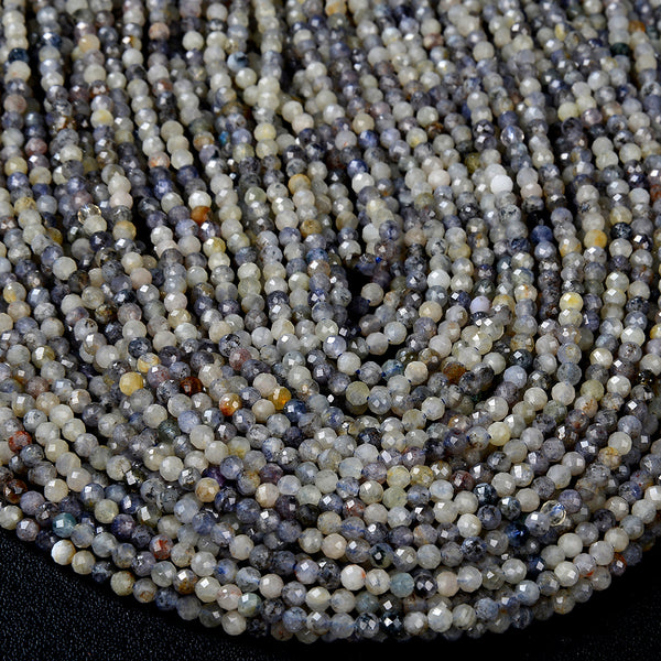 3MM Natural Iolite Gemstone Micro Faceted Round Loose Beads 15 inch Full Strand (80015740-P48)