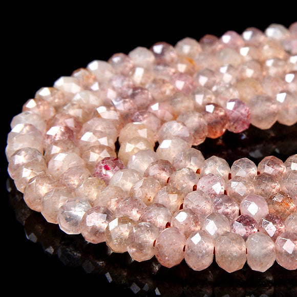 4X3MM Natural Strawberry Lepidocrocite Quartz Gemstone Grade AA Micro Faceted Rondelle Loose Beads 15 inch Full Strand (80016401-P62)