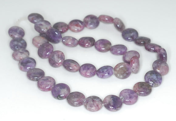 10mm Light Purple Lepidolite Gemstone Grade AB Flat Round Loose Beads 16 inch Full Strand (90188407-655)