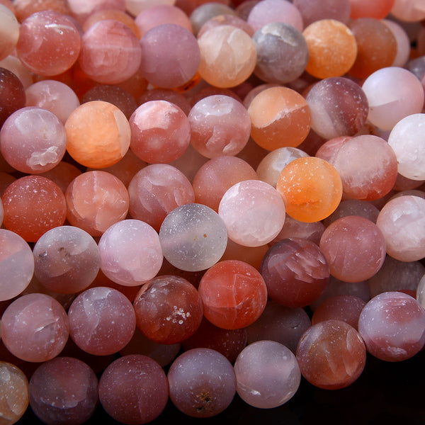 Natural Matte Mozambique Carnelian Agate Gemstone Round 5MM 6MM 7MM 8MM Loose Beads (D162)