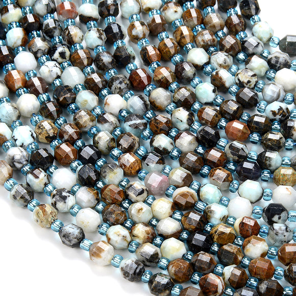 6MM Natural Hemimorphite Gemstone Grade AB Faceted Prism Double Point Cut Loose Beads (D213)