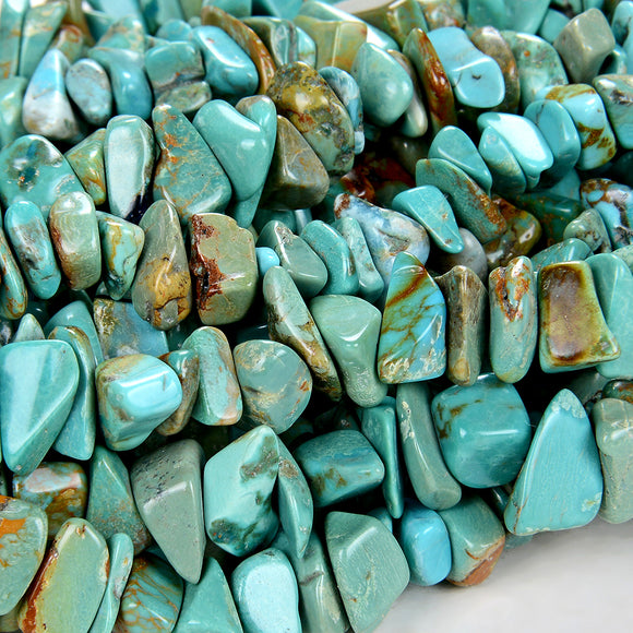 100% Natural Genuine Turquoise Green Blue Gemstone Pebble Nugget Chip 8-12MM Beads (D86)